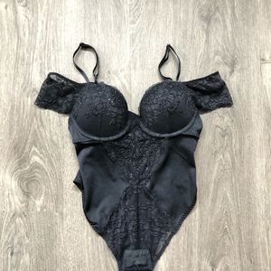 Body suit lingerie , with padded bra , black lace